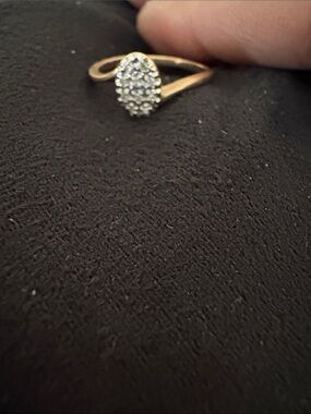 14kt yellow Gold pave diamond Oval Stone Ring - Women Jewelry